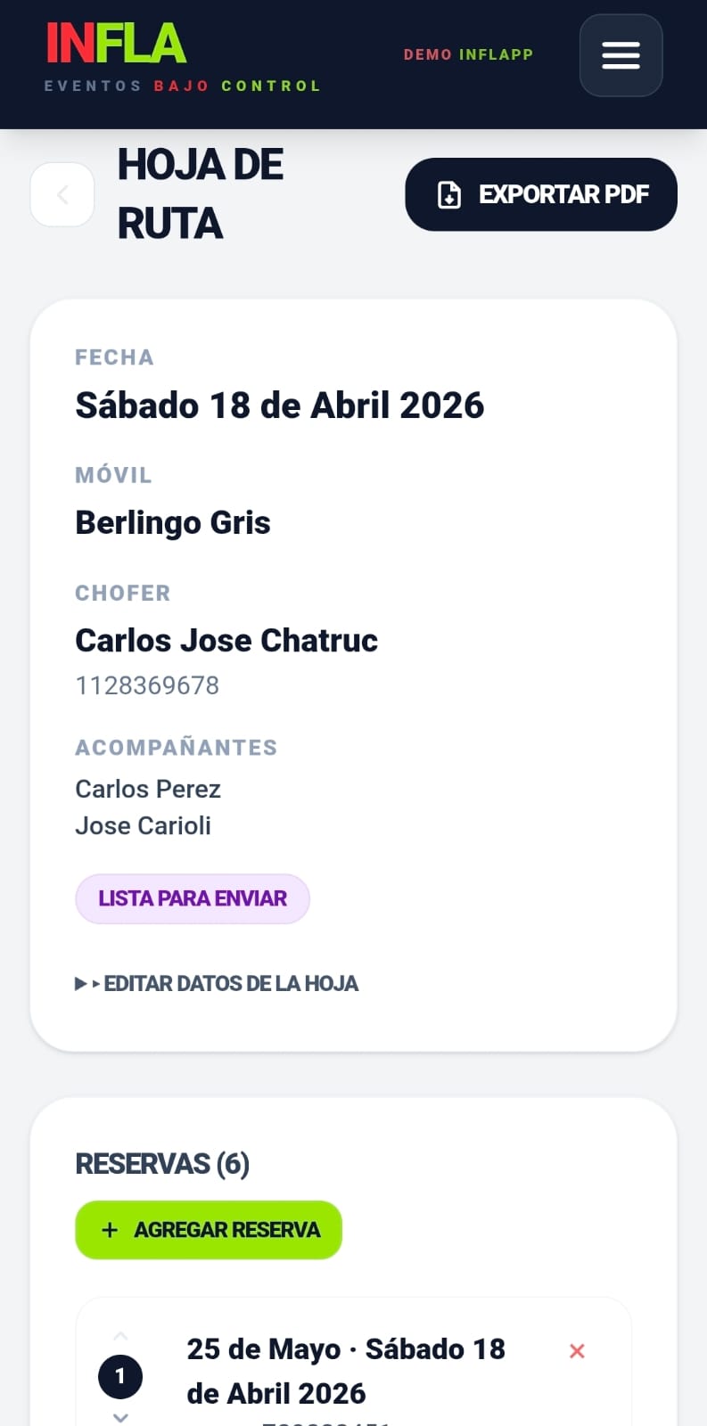 Hojas de Ruta